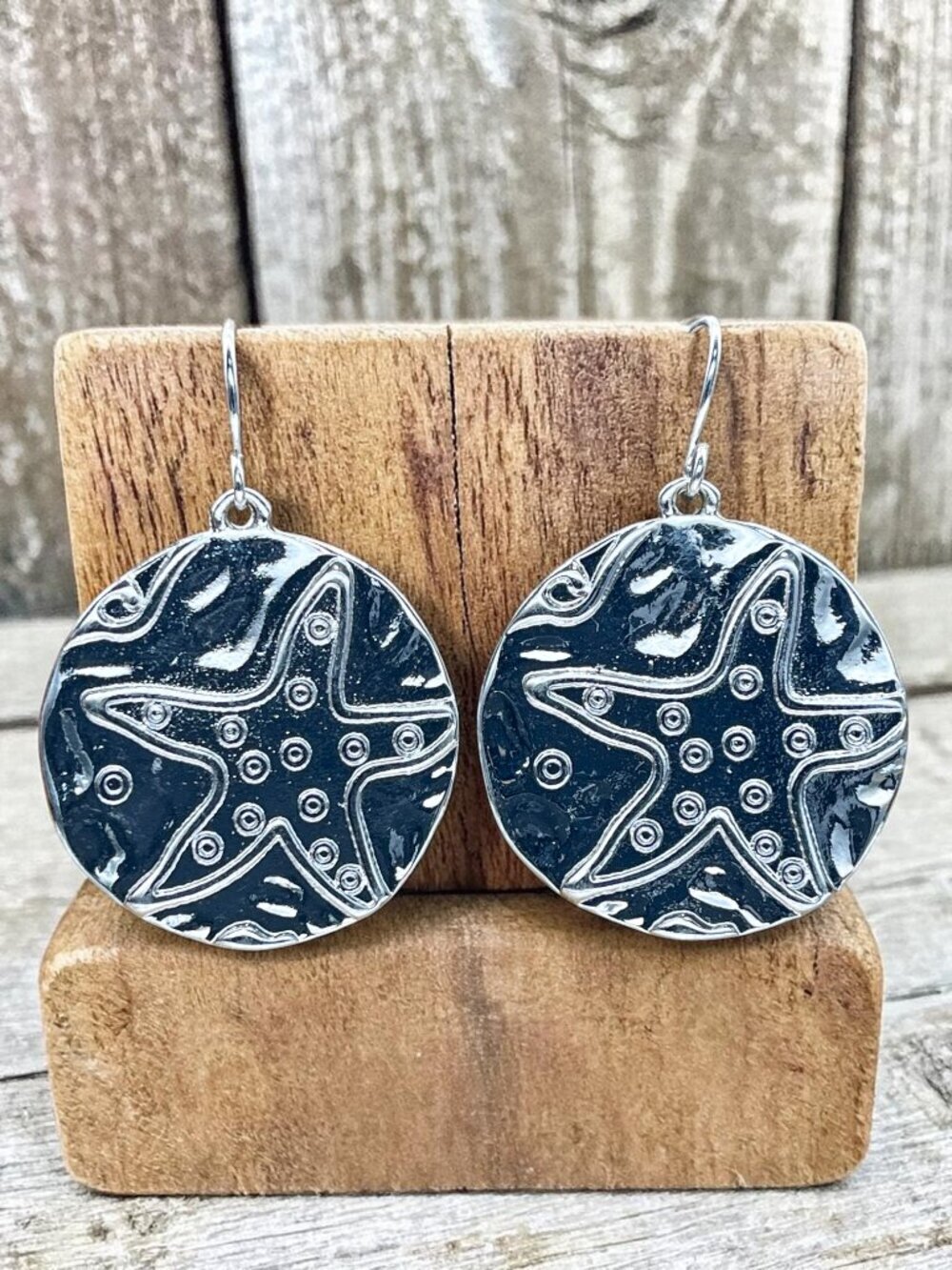 Silver Starfish Drop Earrings - Picture 3 of 6
